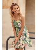 Airy dress with patterns, green and lime PR3213 - Online store - Boutique